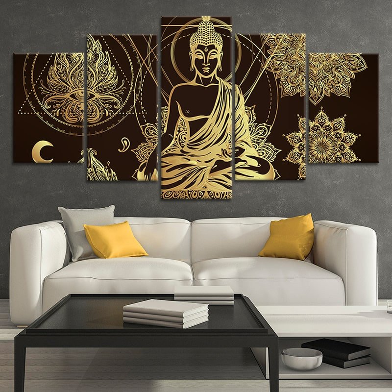 ReverseWheel Lord Buddha Multicolor Painting Printed on Canvas