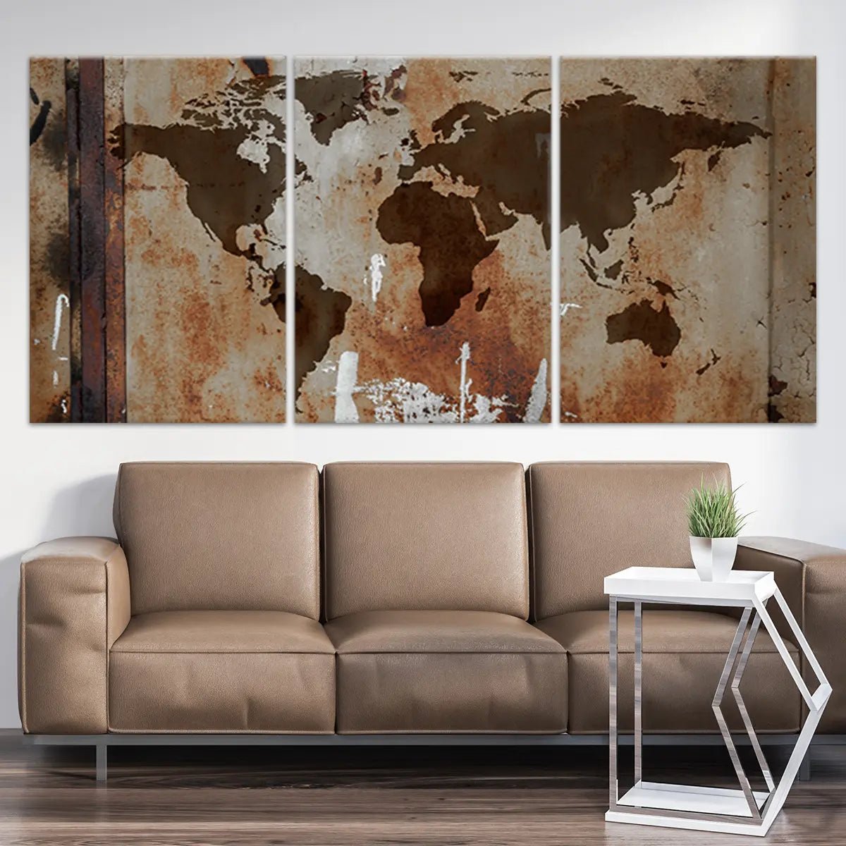 Piraat garen Geen Rusty World Map Wall Art Multi Panel Canvas | Stunning Canvas Prints
