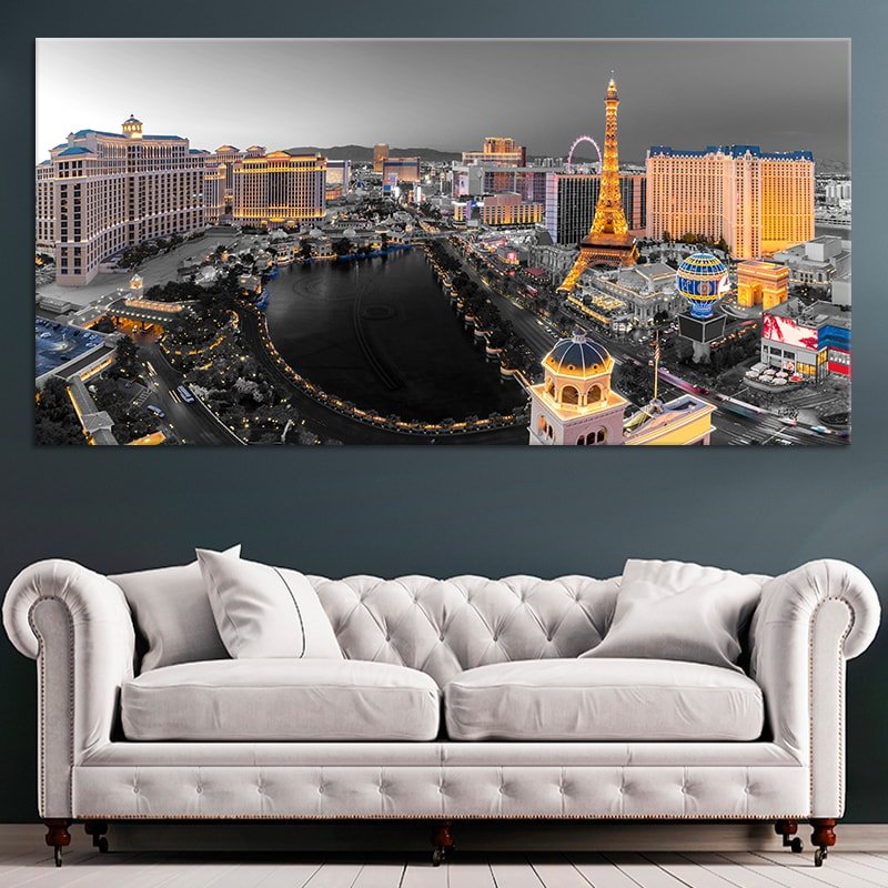 Beautiful 5 Panel Canvas Prints of Night View of Las Vegas City Skyline –  Dwallart