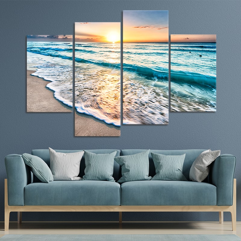 Sunrise Over Cancun Beach Canvas Wall Art L By Stunning Canvas Prints