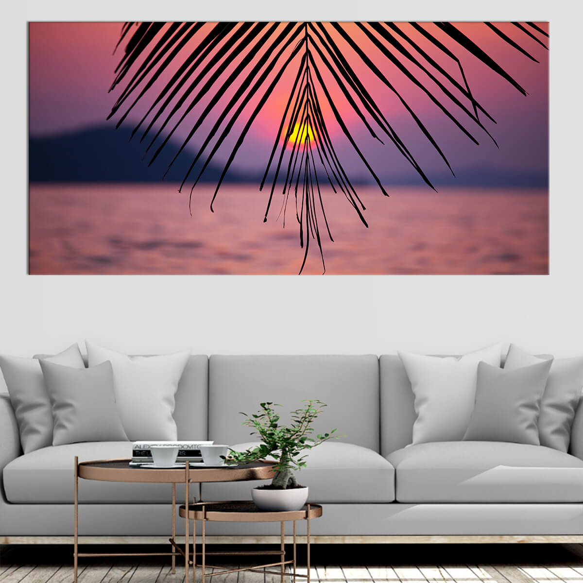 Red Heart Shaped Tree At Sunset Canvas Wall Art - Tiaracle