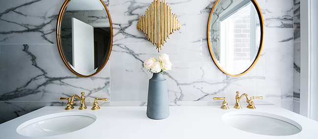 modern bathroom design, sink basin, marble countertops
