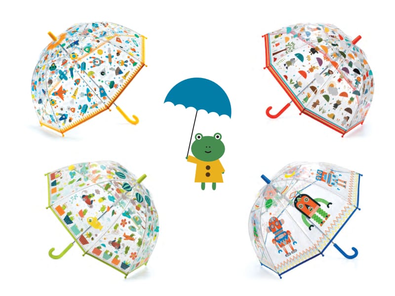 Ombrelli per bambini trasparenti di Djeco Colorati
