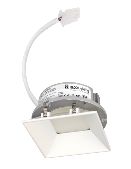 Elco Lighting E444C0830W2 4 Inches LED Light Engine with Trimless Reflector Square, Color Temperature 3000, All White Finish