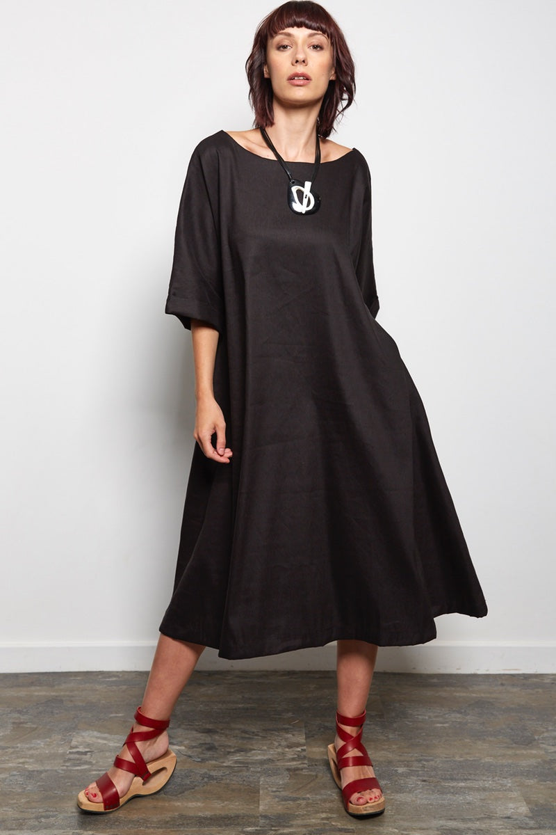 black linen summer dress