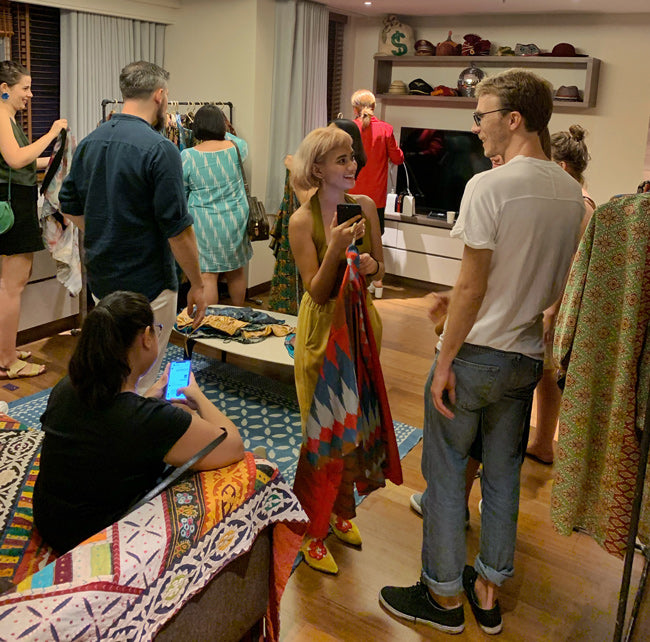 Showroom visitors at the opening of Rafikimono