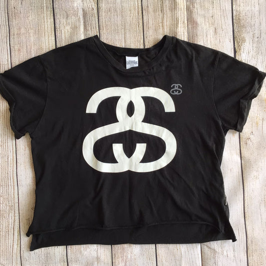 Vintage Stüssy x Custom-Made Black Y2K T Shirt Size 10 (on label)