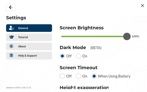 Settings menu of Vector 3D maps