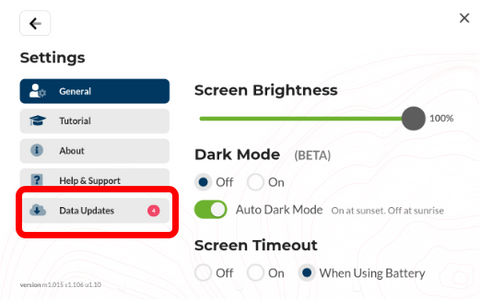 Data updates menu