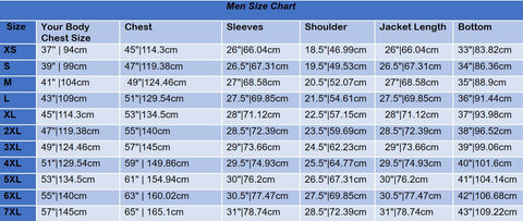 Jacket size chart