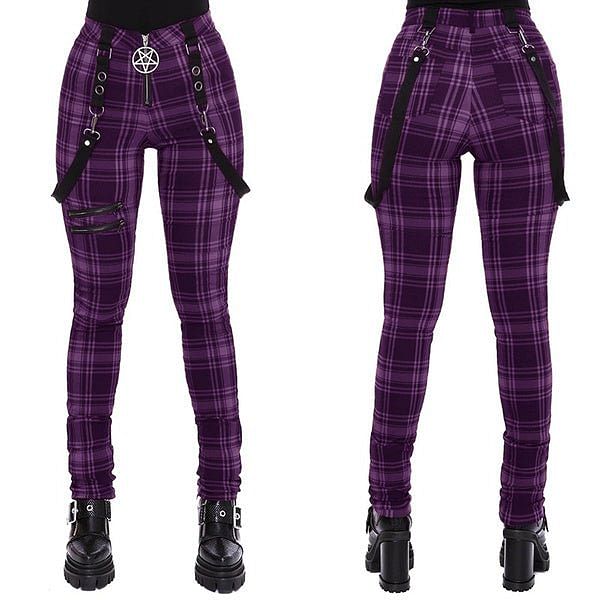 The Plaid Patchwork Pants, Purple – Everyday Chic Boutique