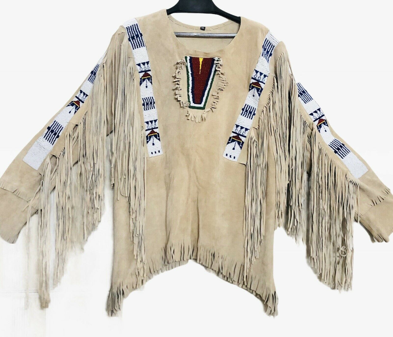 Native American Western Wear Buckskin Suede Leather War Suit Fringe Shirt &  Pant