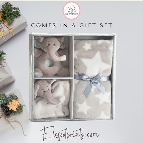 Ele-Footprints-Gray-baby-gift-set-gray-Elephant-packaged