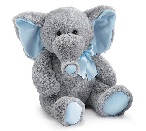 Ele_Footprints_LLC-Large-gray-stuffed-elephant-with-blue-ribbon