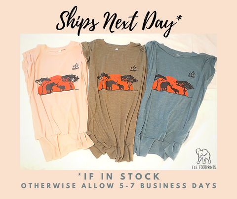 ele footprints sunset women's elephant shirt-ships-next-day