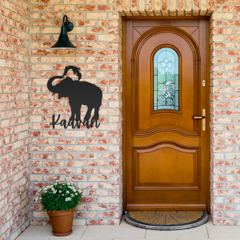 Asian Elephant Front Door Elephant Metal Sign