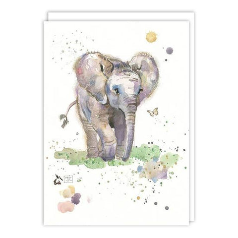 elefootprints- Elephant Christmas card - Baby Elephant Blank Card