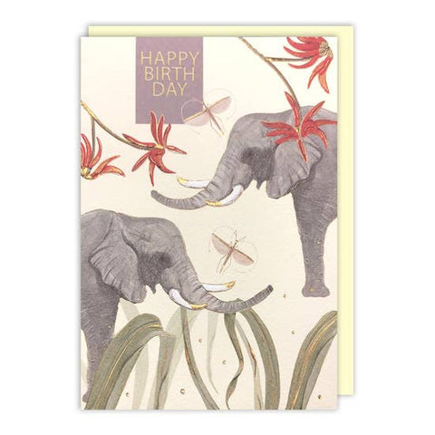 elefootprints- Elephant Greeting card -Elephant and Dragonfly Birthday Card
