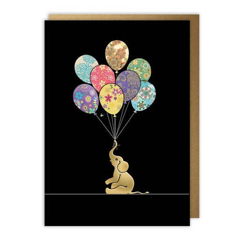 elefootprints- Elephant Greeting card - Balloons Elephant Blank card