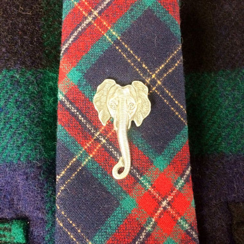 elefootprints- Elephant tie tack lapel pin -on necktie
