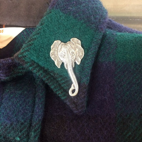 elefootprints- Elephant tie tack lapel pin on collar