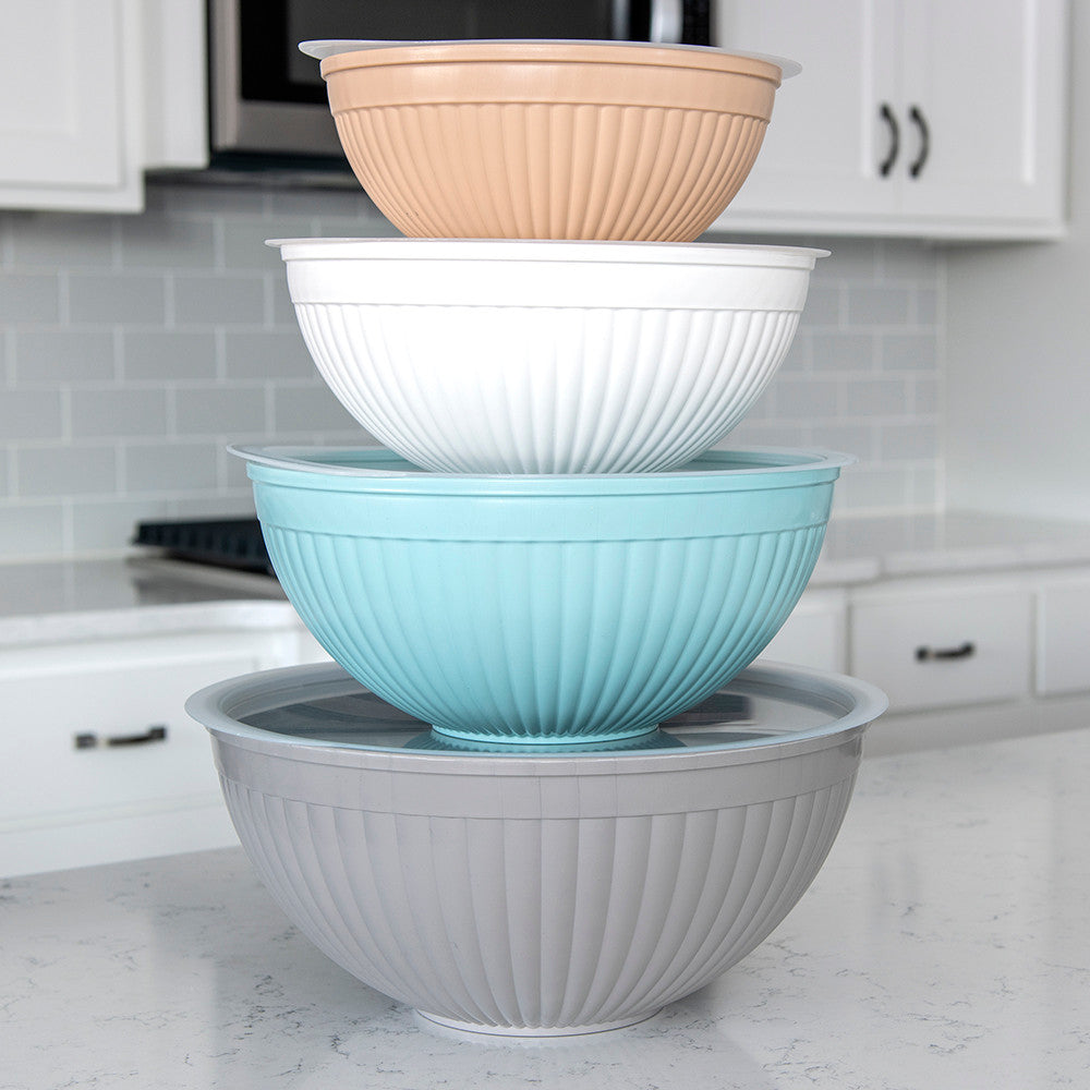 OXO 3-Piece Mixing Bowl Set: Blue, Grey & Jade