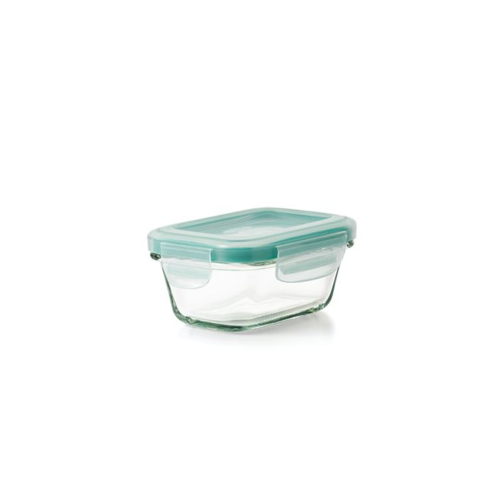 OXO Good Grips Smart Seal Glass Round Containers | Clear/Teal-Set of 4