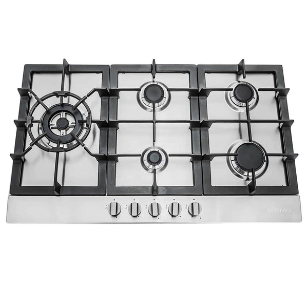 COSMO COS-GRT366 Slide-In Counter Gas-Cooktop 36 inch | 6 Italian-Made  Burner Range-Top, Dual Ring Stove, Dishwasher-Safe Cast Iron Grate, Metal  Front