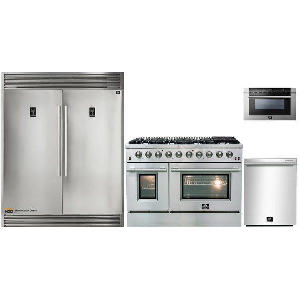 Forno 4-Pc Package - 48 Gas Range, 56 Refrigerator