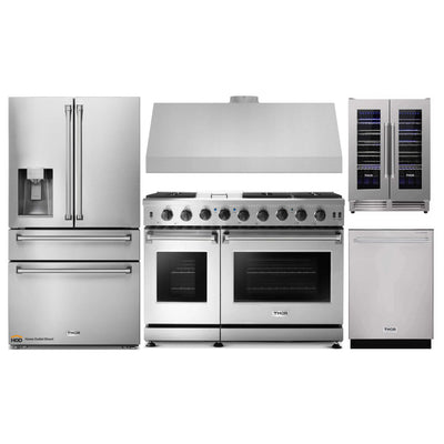 Thor Kitchen 5-Piece Appliance Package - 48-Inch Gas Range, Under Cabinet 11-Inch Tall Hood, Refrigerator with ...