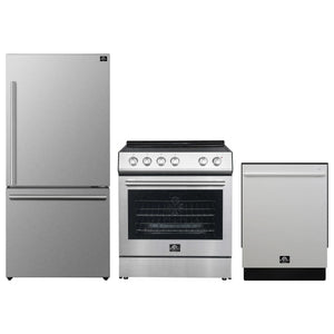 FORNO 3-Piece Appliance Package- 30-Inch Electric Range, 31-Inch Refrigerator, and Built-In Dishwasher in Stainless Steel (FBDL-011-01US) - Home Outlet Direct