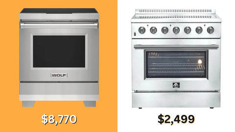 Forno Galiano 36-Inch Electric Range with Convection Oven in Stainless Steel (FFSEL6083-36)  vs Wolf 30_ Transitional Induction Range