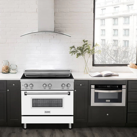 ZLINE 36-Inch Induction Range with a 4 Element Stove and Electric Oven in White Matte