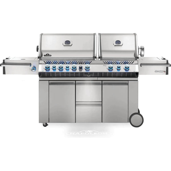Napoleon 94" Prestige Pro 825 RSBI Propane Gas Grill with Power Side Burner, Infrared Rear & Bottom Burners in Stainless Steel (PRO825RSBIPSS-3)