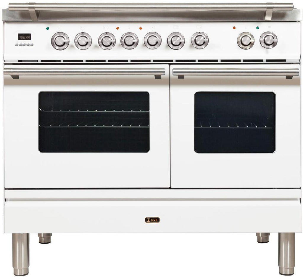 freestanding white double oven