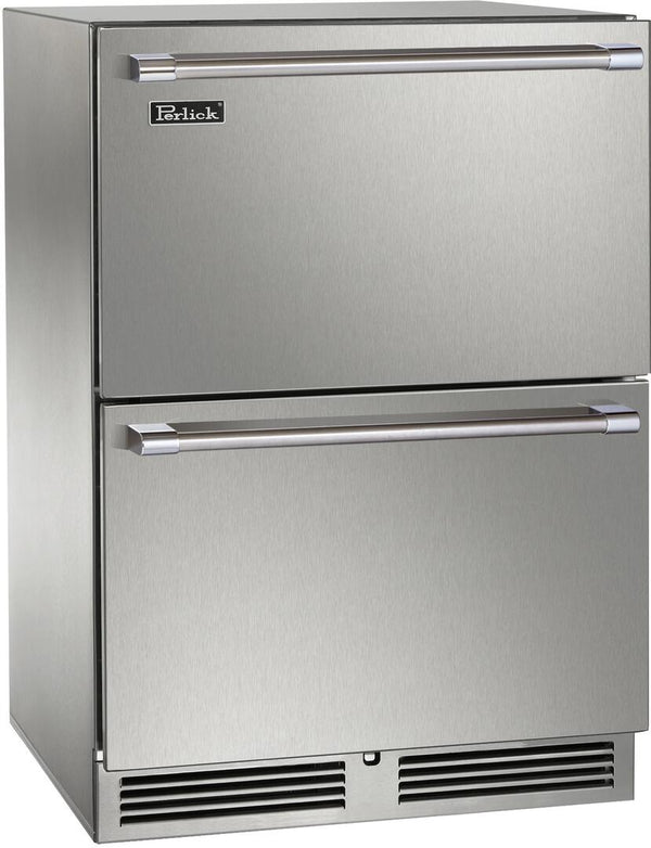 Perlick 24 Signature Series Indoor Dual-Zone Freezer/Refrigerator Drawers Stainless Steel