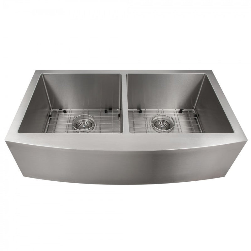 Zline 36 Niseko Farmhouse Apron Mount Double Bowl Stainless Steel Kit