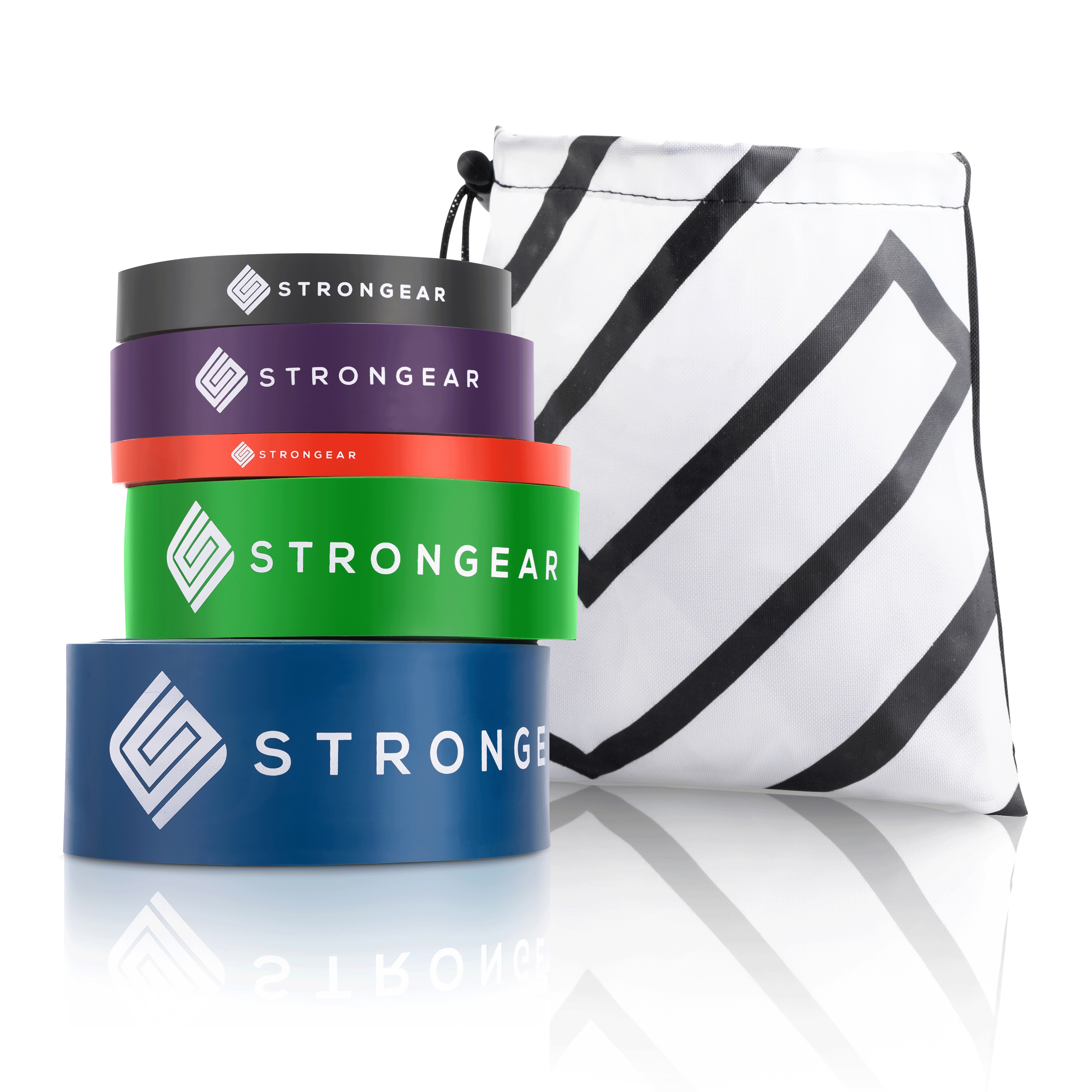 Premium Fitnessbänder mit Tasche und Trainingsanleitung PDF - STRONGEAR
