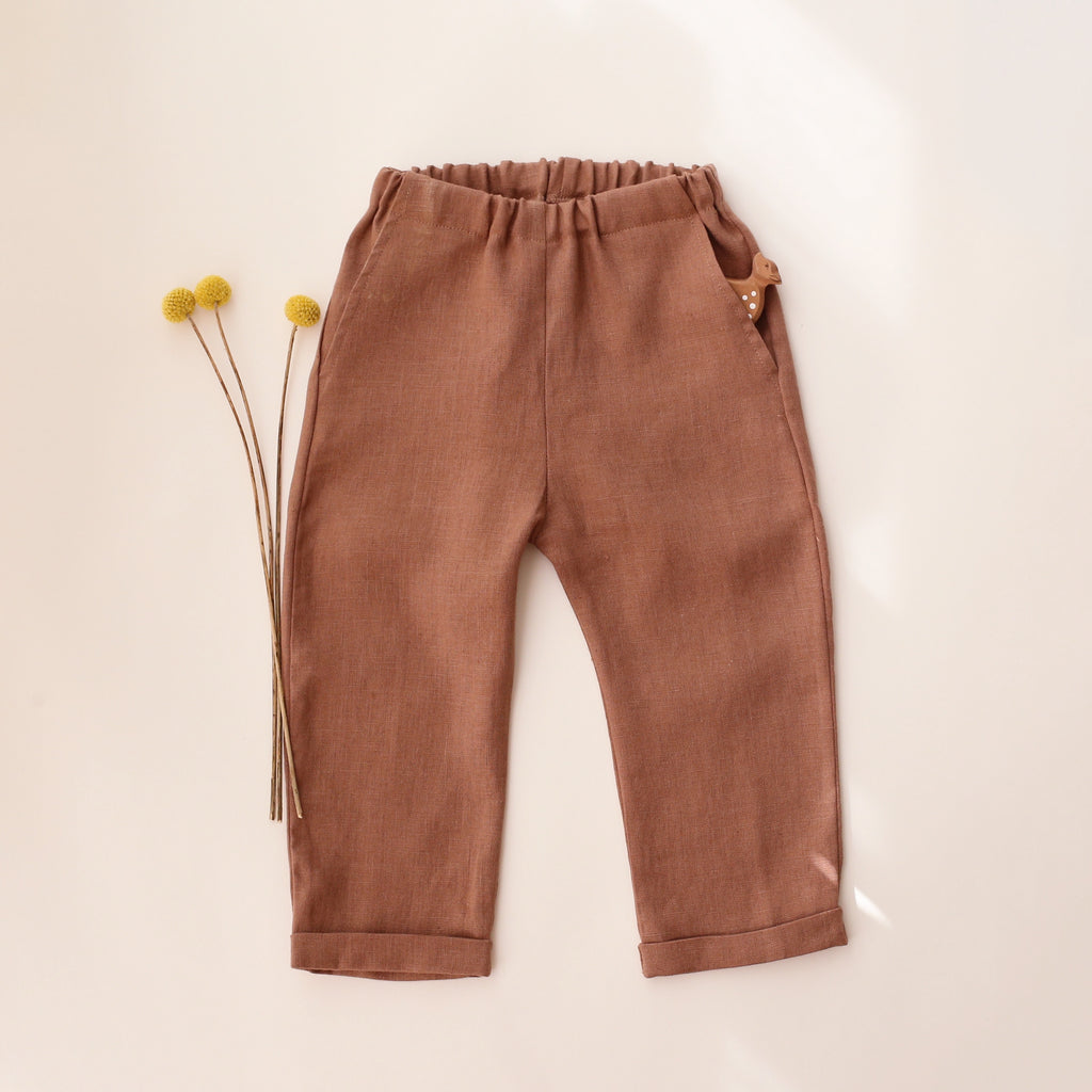 Linen dungarees with coconut buttons opening, HAPPY SIDE - V22.07710B.00