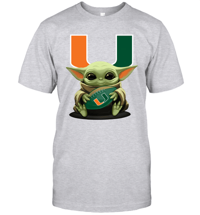 Baby Yoda Hug Miami Hurricanes The Mandalorian T-Shirt