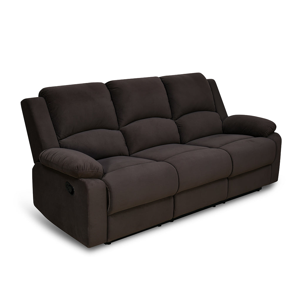 Luxor 3 Seater Sofa with 2 Manual Recliners (Coffee Brown)