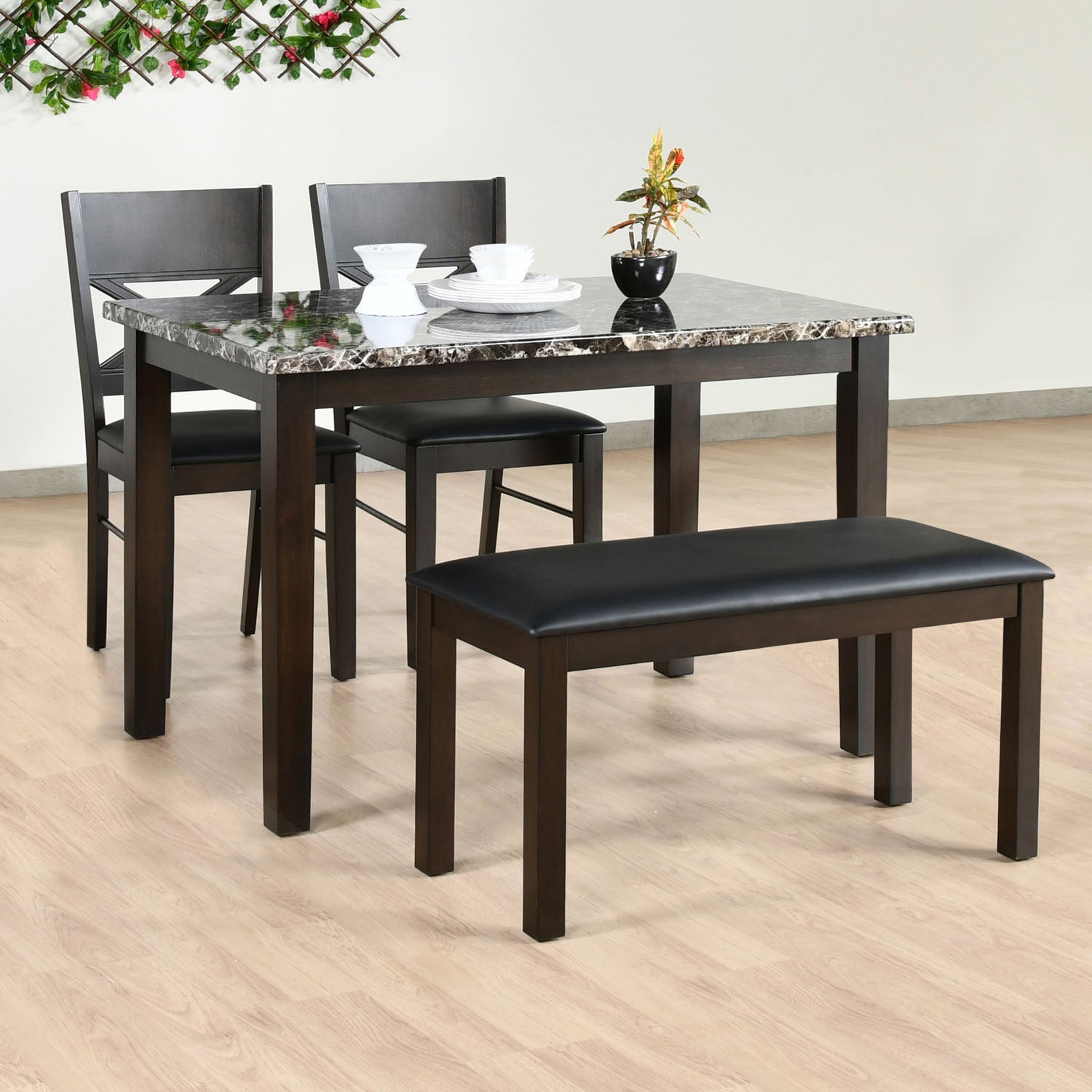 small rectangular table with 2 chairs