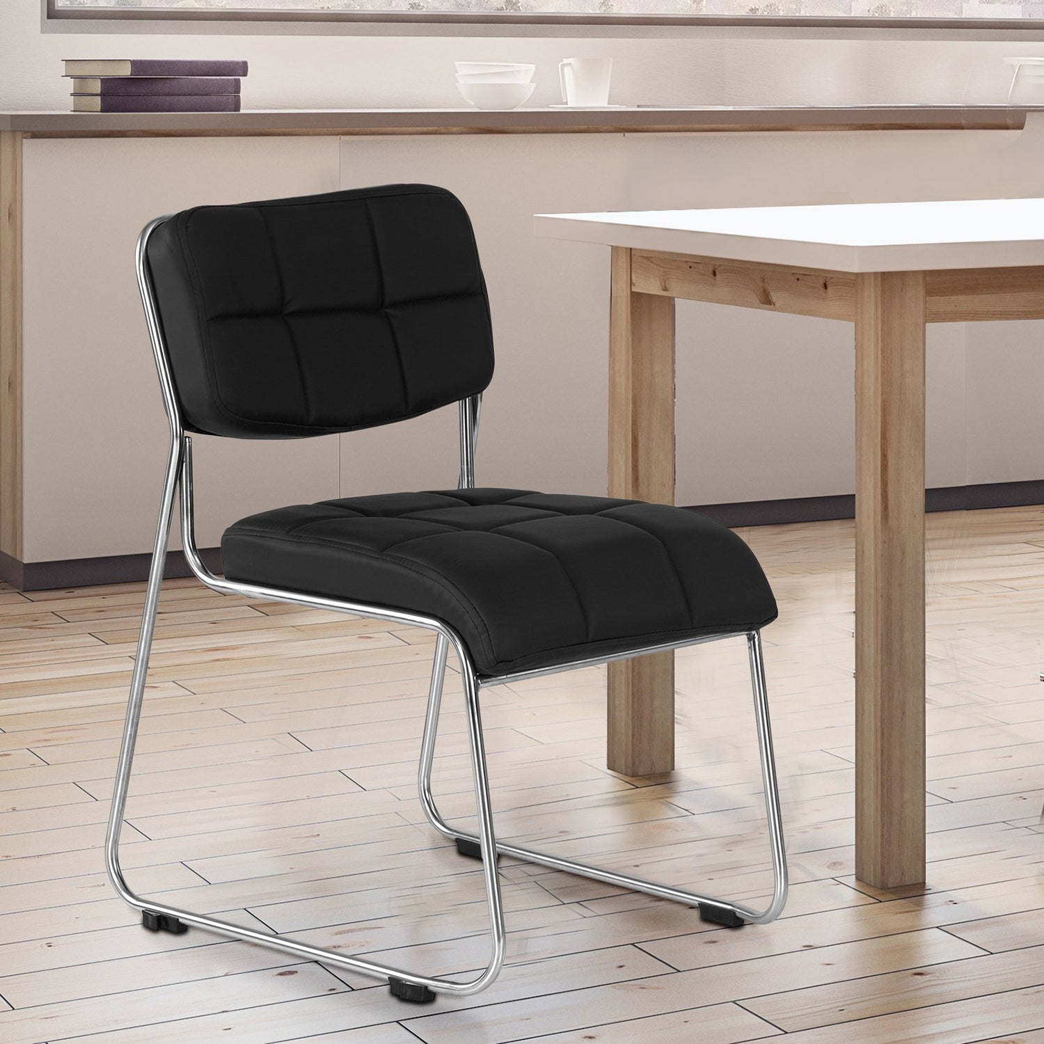 contract 02 soft pvc visitor chair without arm black