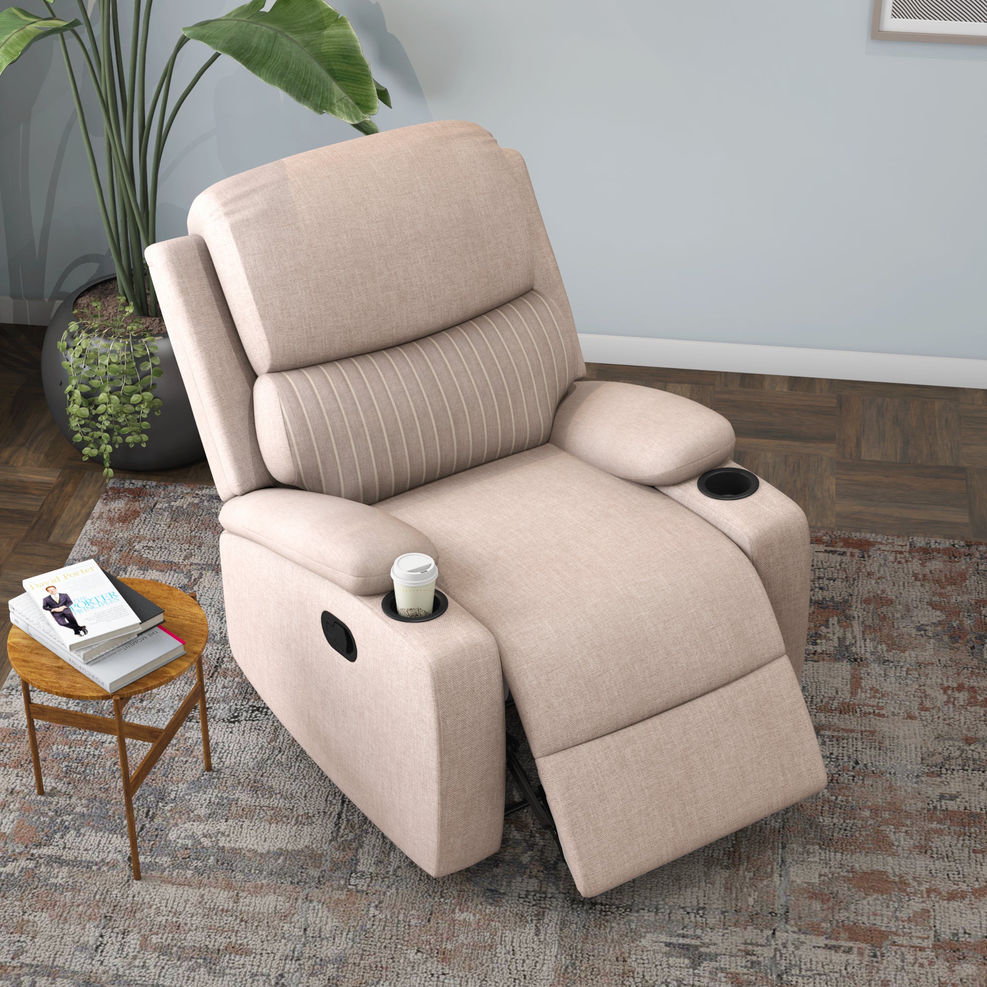 single recliner with cup holder