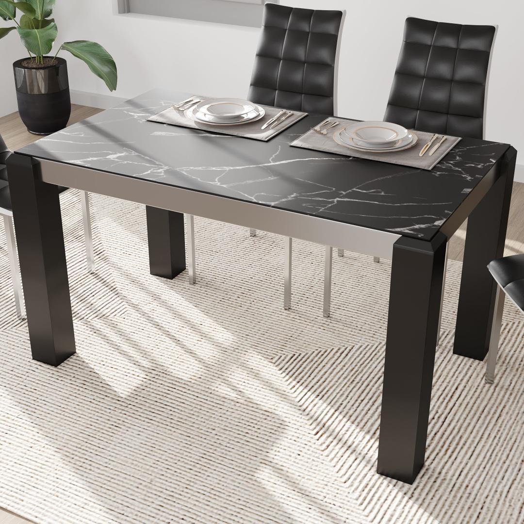 Buy Fortica Four Seater Dining Table (Black & White Marble)Online ...
