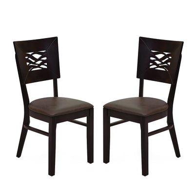 Waves Solid Wood Dining Chair Set Of 2 (Erin Brown)