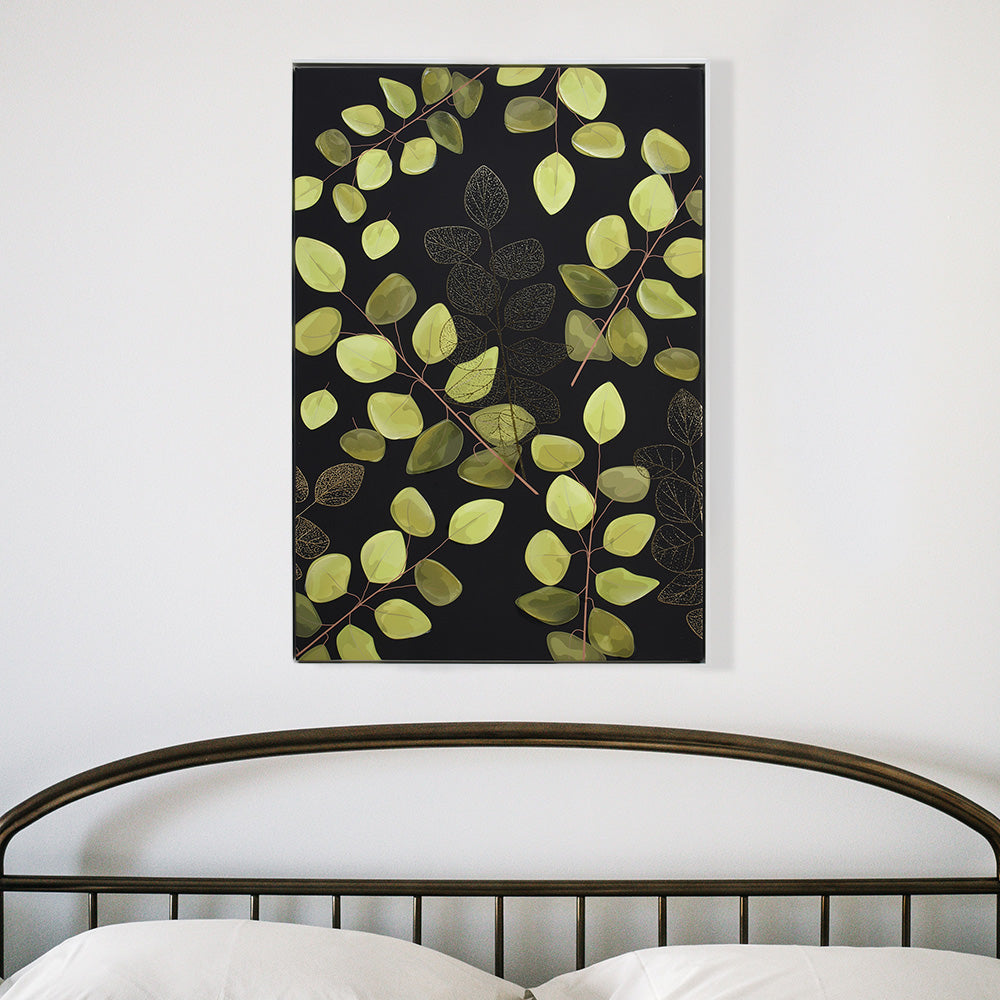 Buy Leafy Lush Canvas Wall Painting Black, Green & Gold Online ...