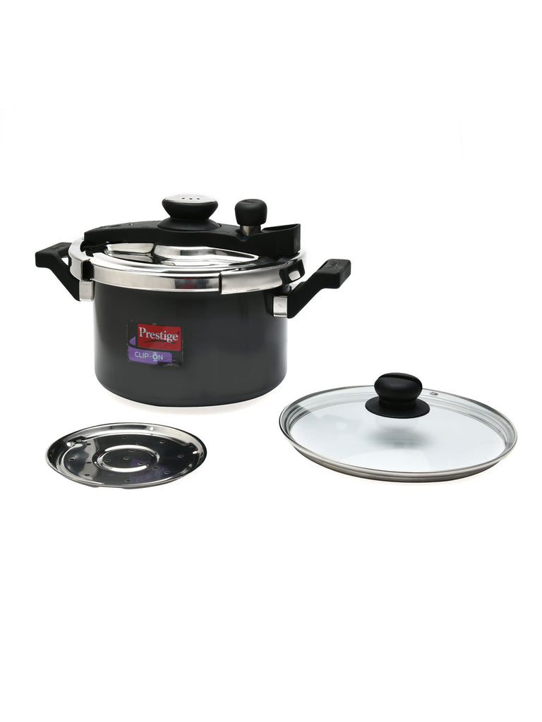 Prestige Hard Anodised Clip On 5 L Cooker With Lid (Silver)