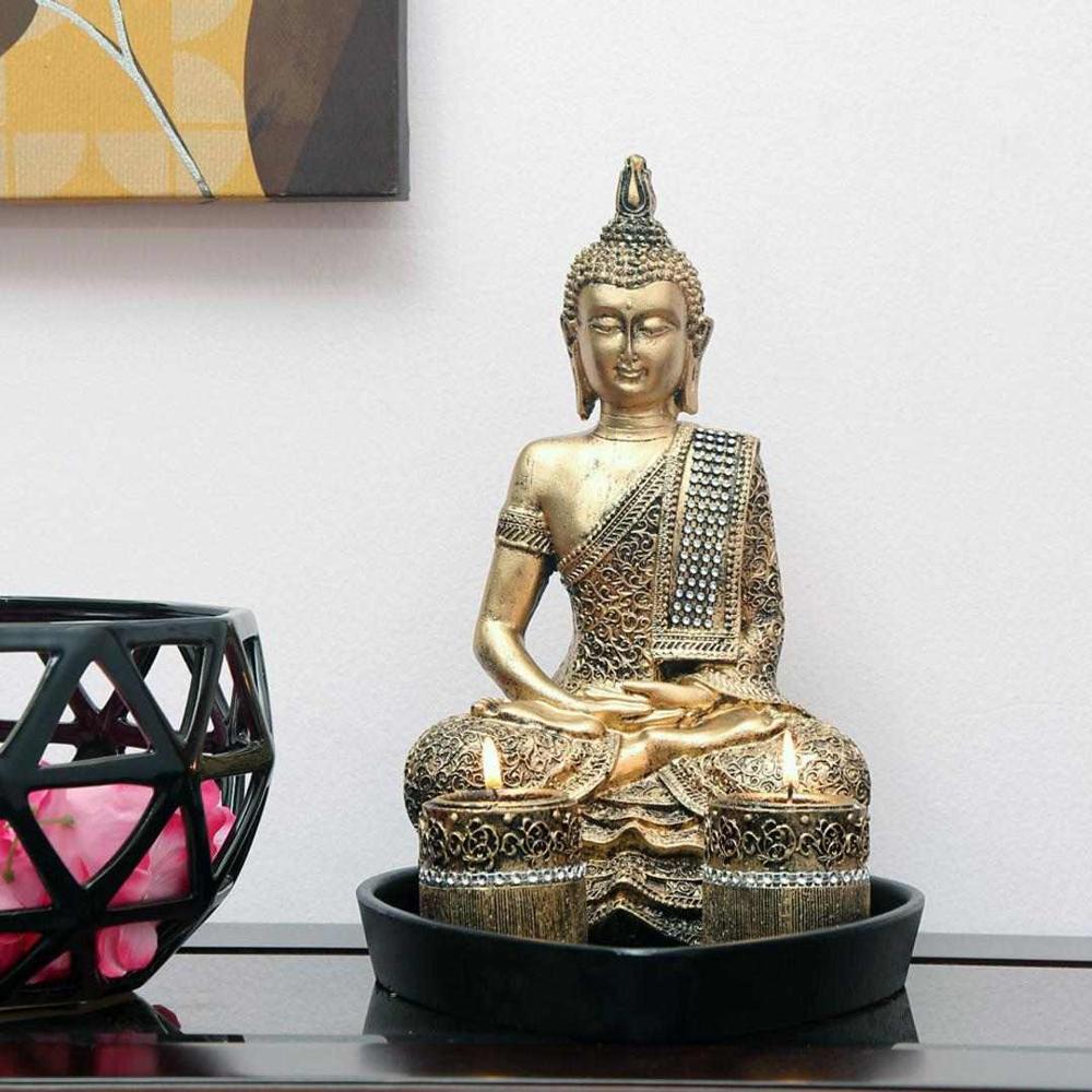Buy Devotional Buddha Moksha Polyresin Showpiece (Brown) Online ...