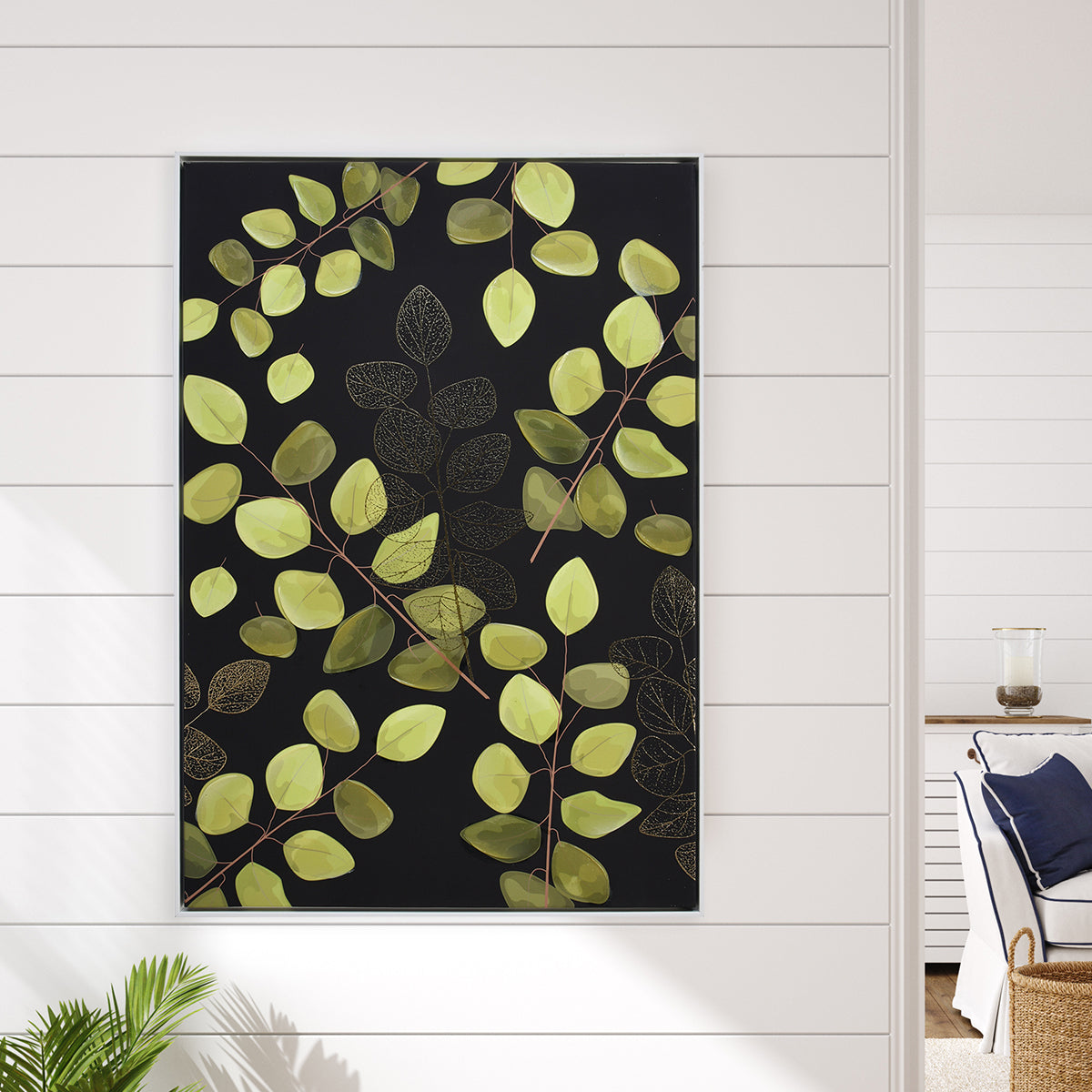 Buy Leafy Lush Canvas Wall Painting Black, Green & Gold Online ...